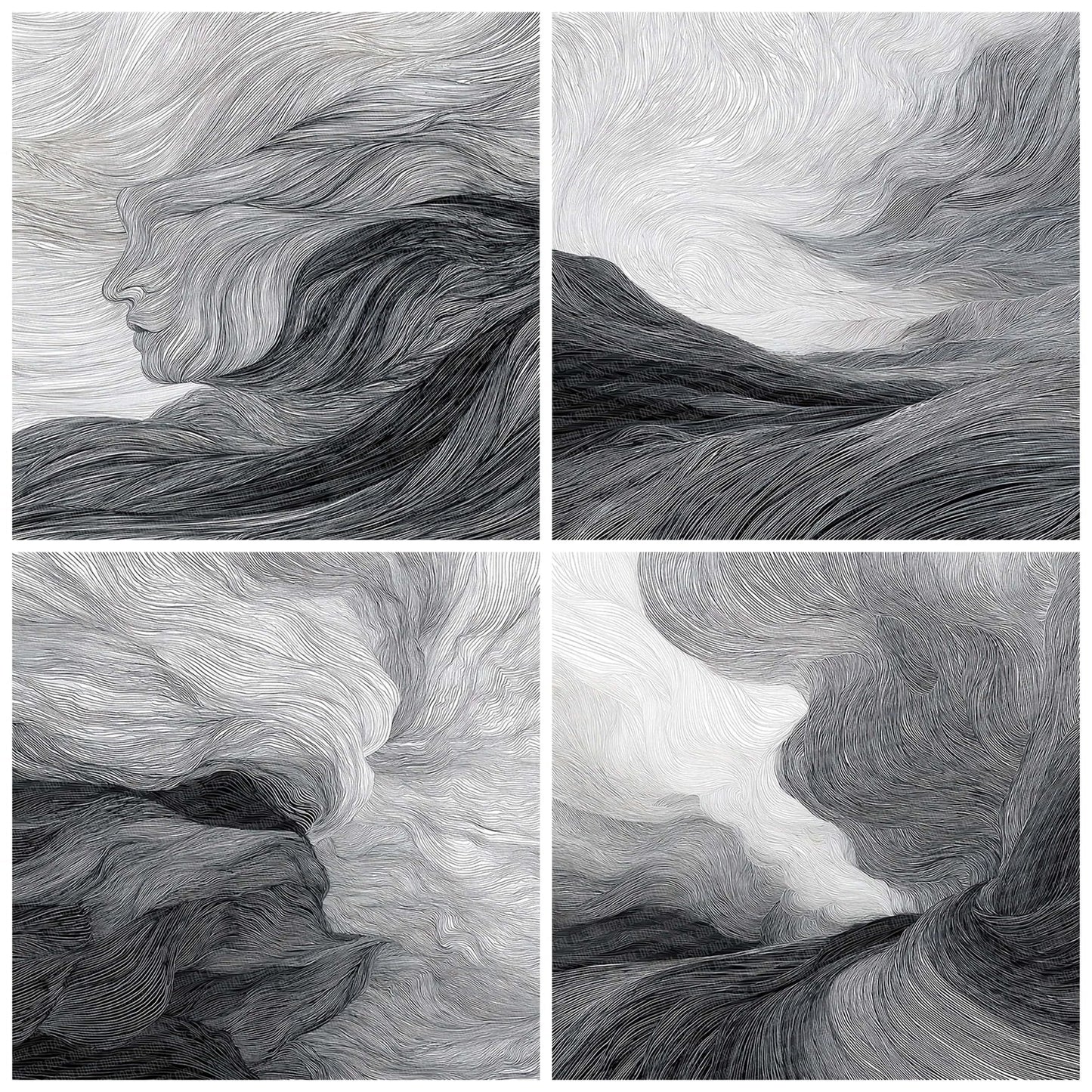 Wind Blowing Line Illustration Digital Paper Pack (DDD004432)