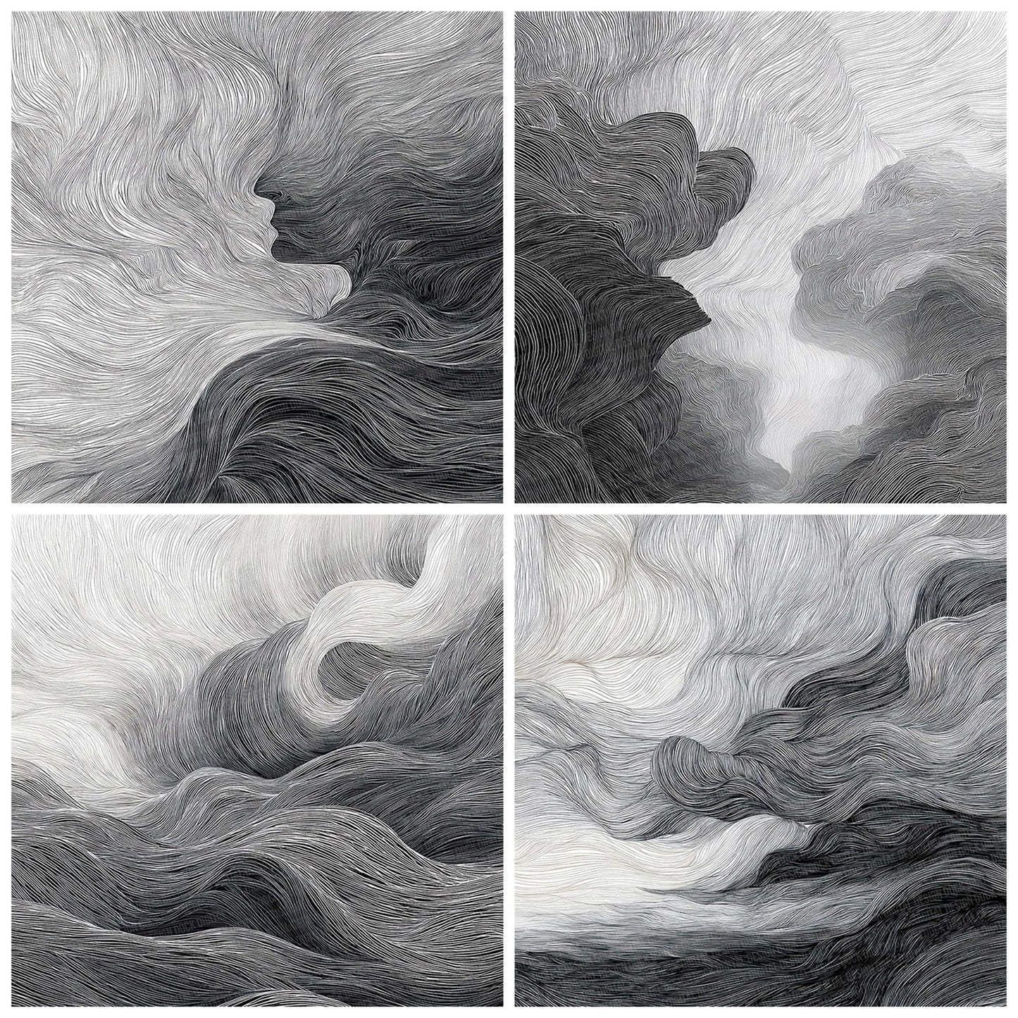 Wind Blowing Line Illustration Digital Paper Pack (DDD004432)