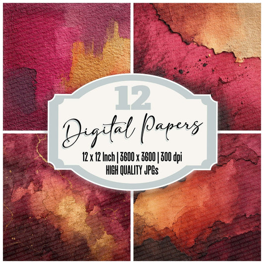 Wine Copper Smudge Digital Paper Pack (DDD004435)
