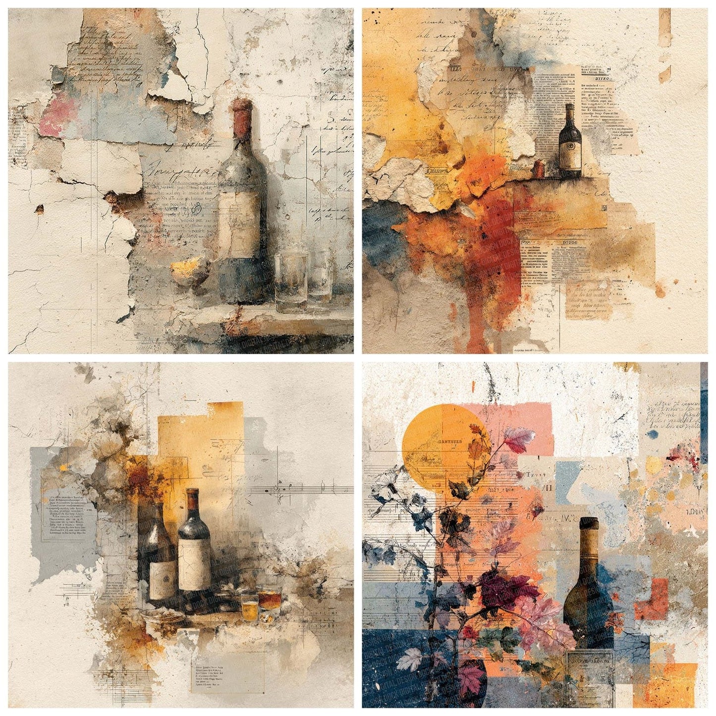 Wine Weather Collage Digital Paper Pack (DDD004438)