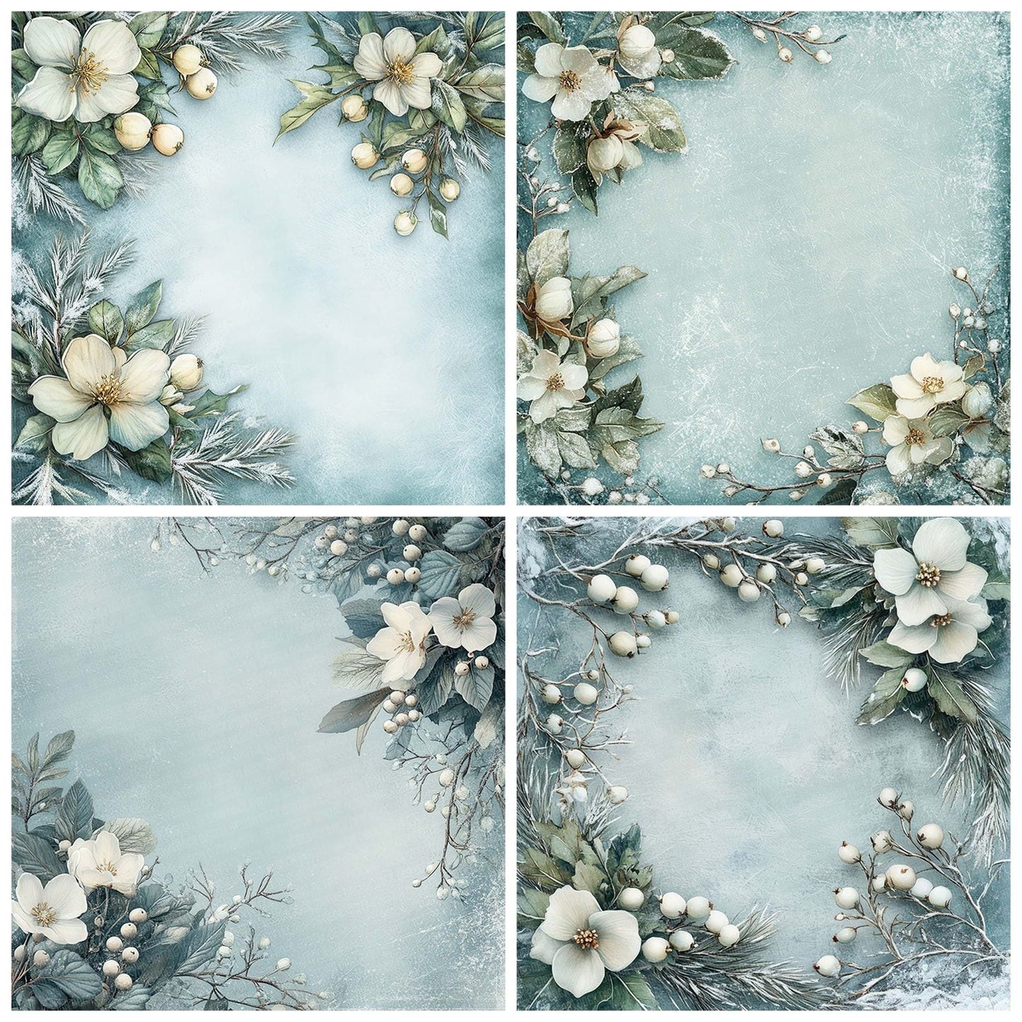Winter Bloom Edge Digital Paper Pack (DDD004439)