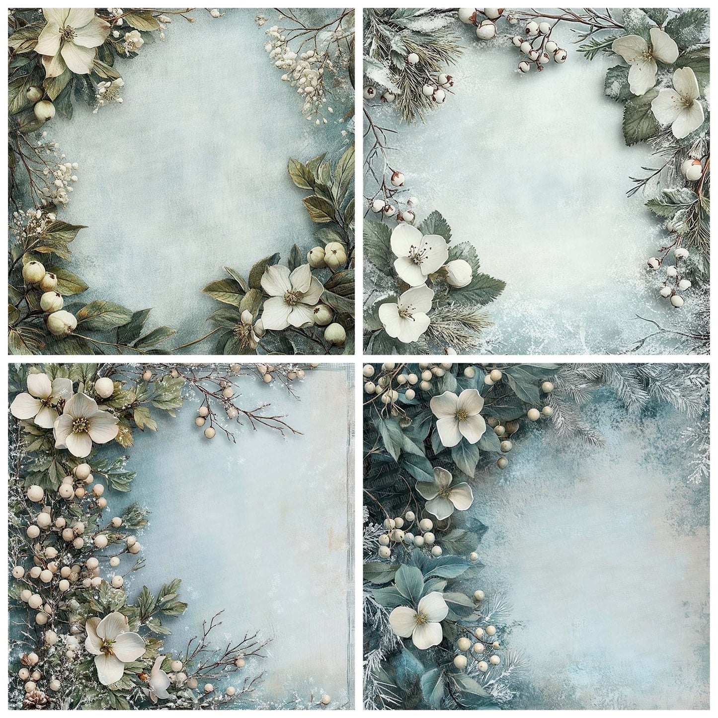 Winter Bloom Edge Digital Paper Pack (DDD004439)