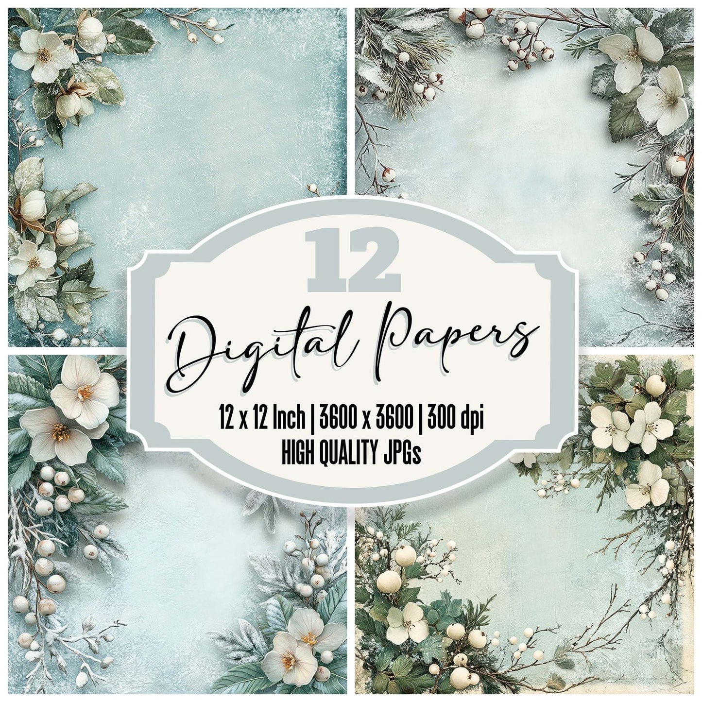 Winter Bloom Edge Digital Paper Pack (DDD004439)