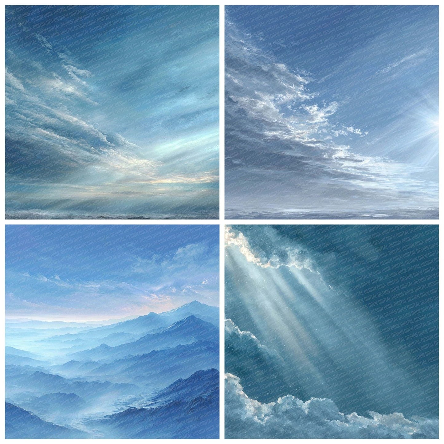 Winter Sky Winter Background Digital Paper Pack (DDD004442)