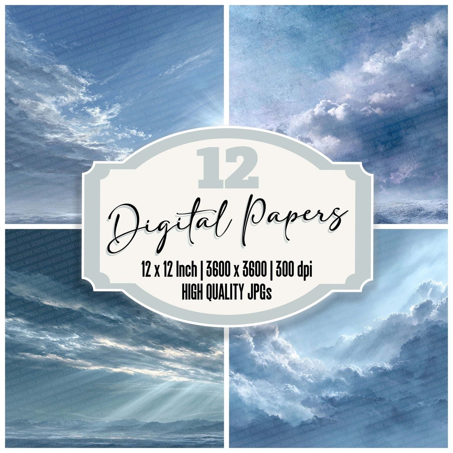 Winter Sky Winter Background Digital Paper Pack (DDD004442)
