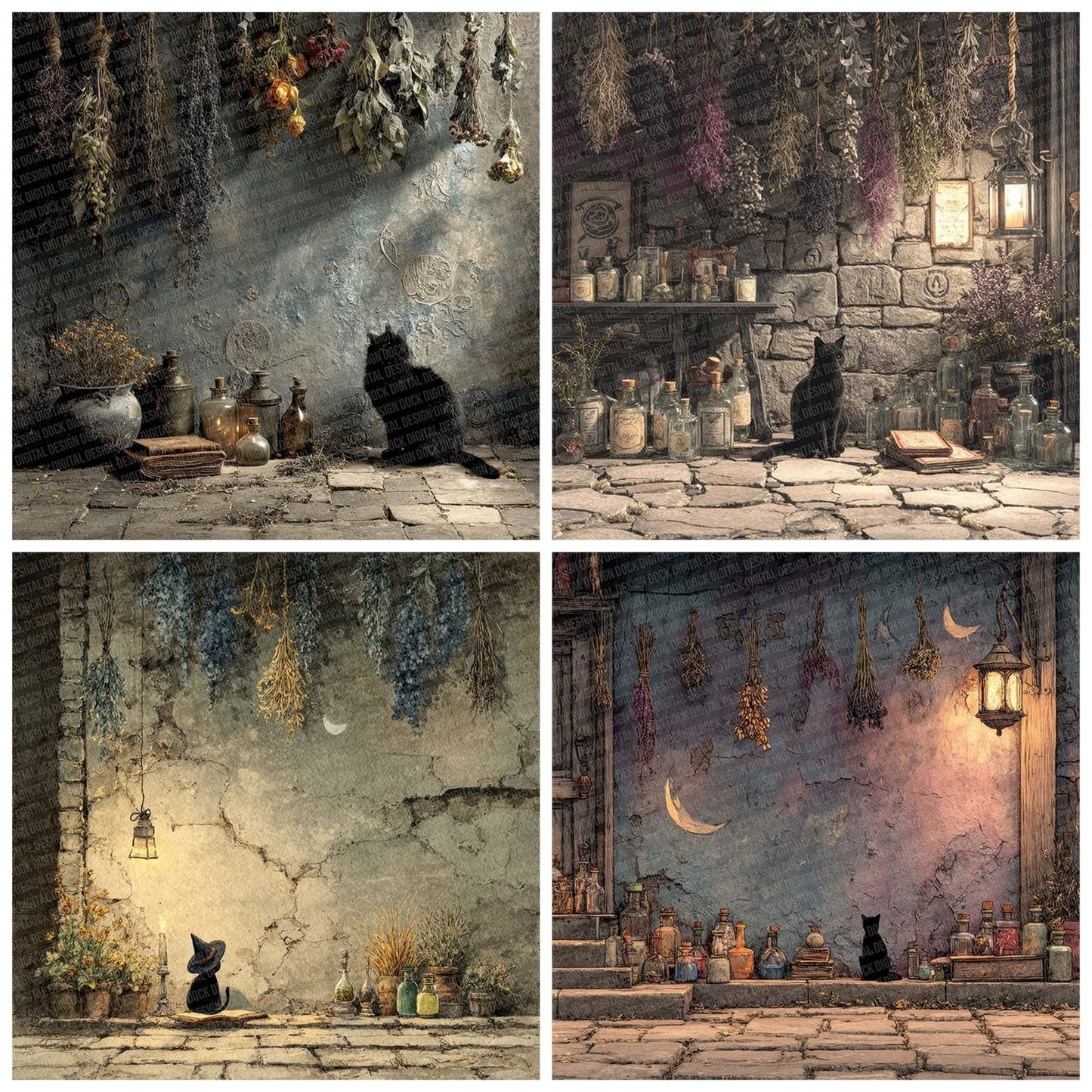 Witch Cat Spellroom Digital Paper Pack (DDD007746)