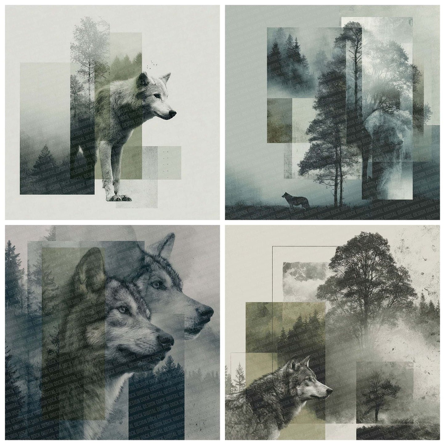Wolf Forest Moodboard Digital Paper Pack (DDD004446)