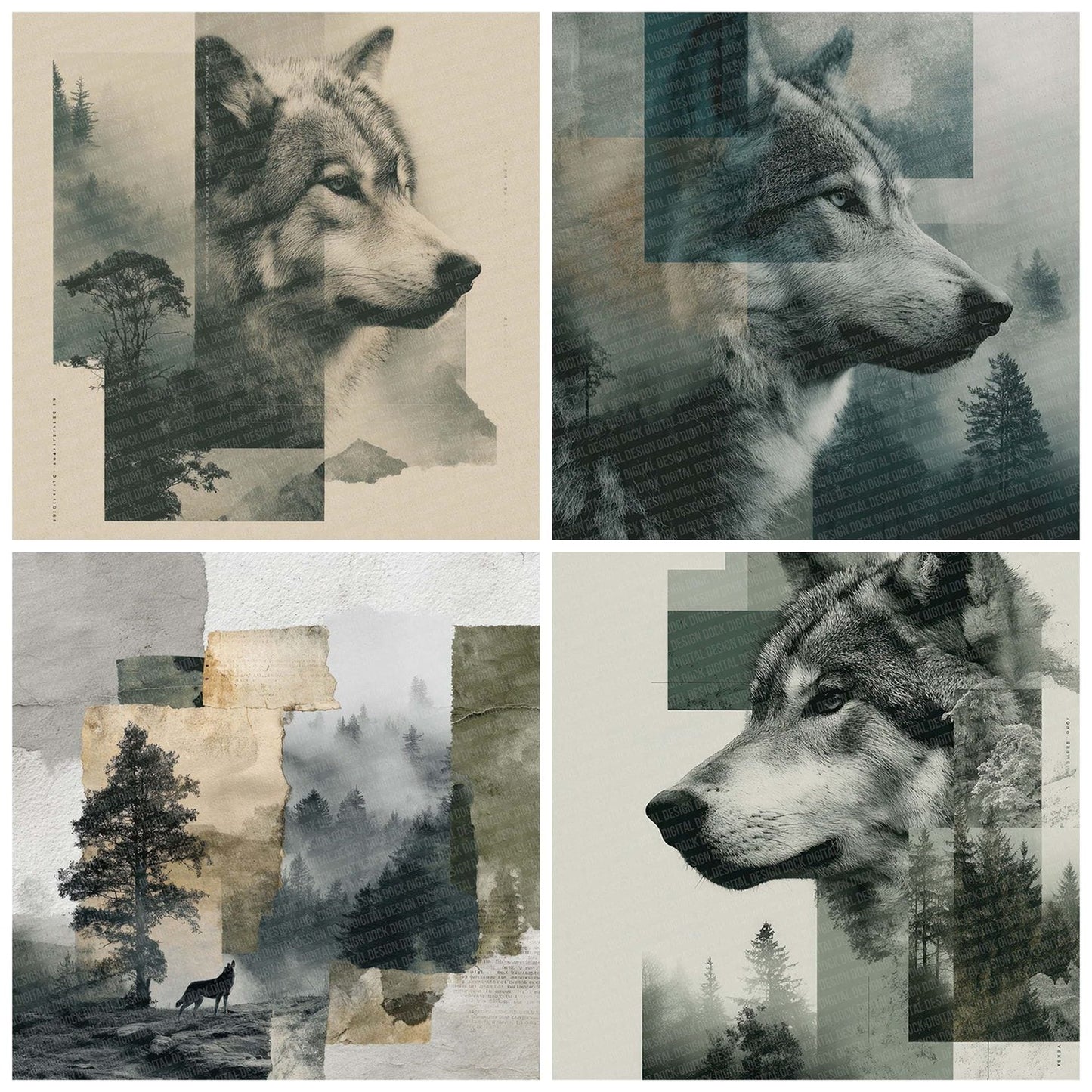 Wolf Forest Moodboard Digital Paper Pack (DDD004446)