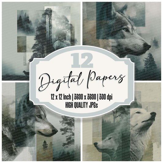 Wolf Forest Moodboard Digital Paper Pack (DDD004446)