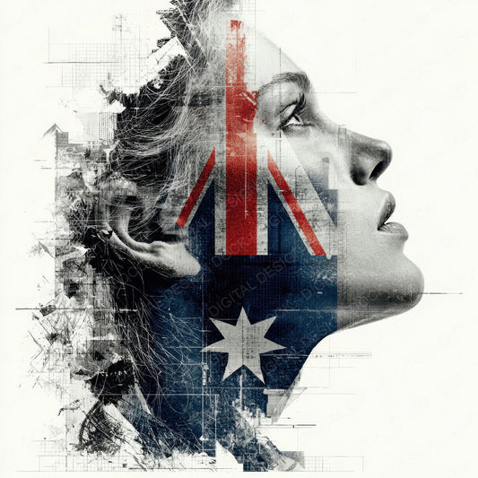 Woman Australia Face Flag Digital Paper Pack (DDD004448)