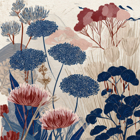 Woodblock Wildflower Print Digital Paper Pack (DDD008567)