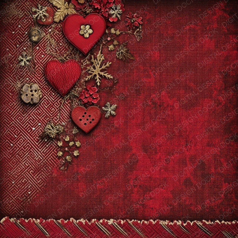 Woolen Button Heart Digital Paper Pack (DDD004468)