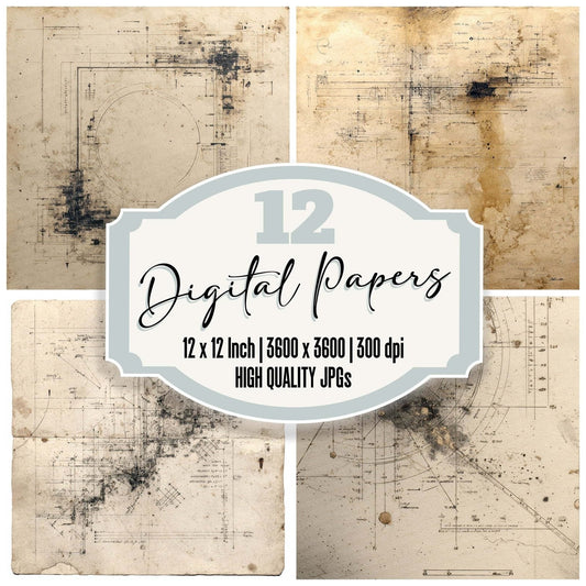 Worn Science Diagrams Digital Paper Pack (DDD004477)