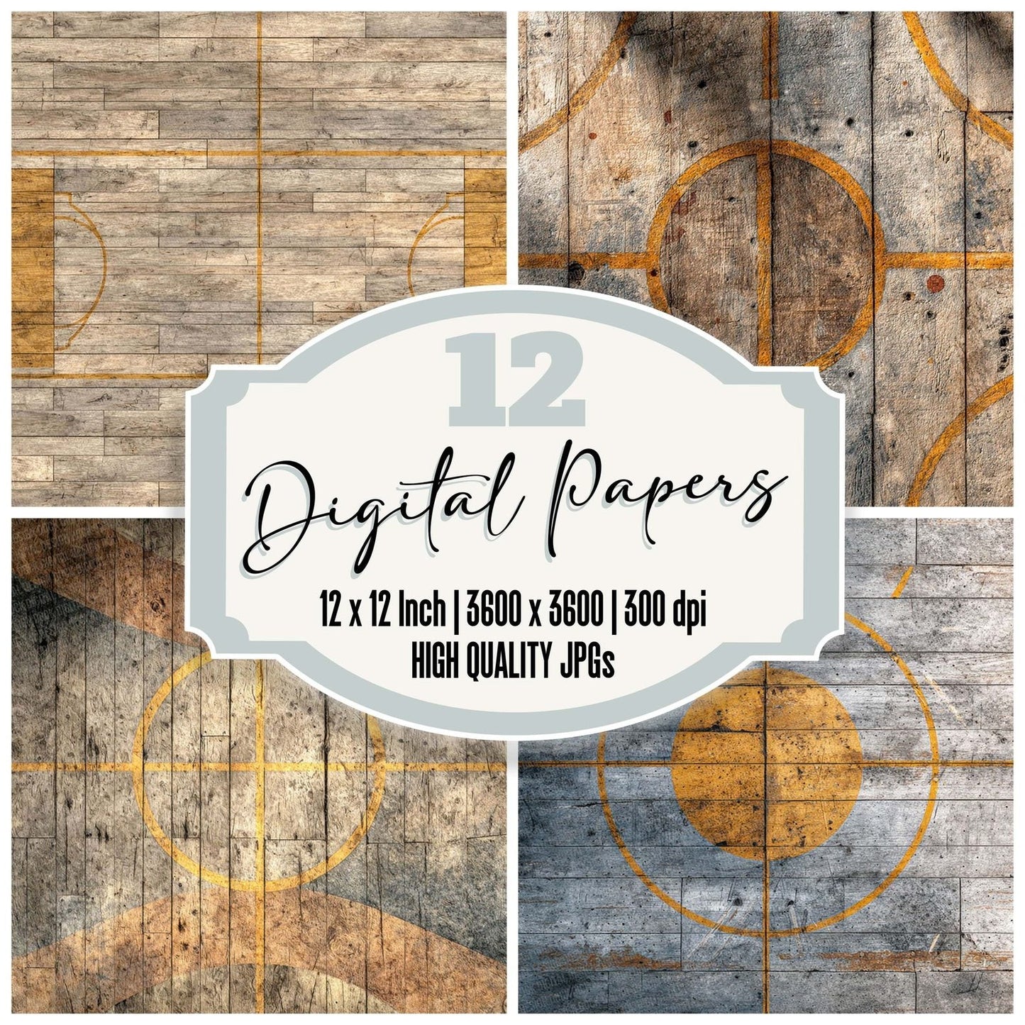 Yellow Court Sports Hall Floor Digital Paper Pack (DDD004486)