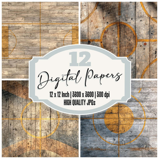 Yellow Court Sports Hall Floor Digital Paper Pack (DDD004486)