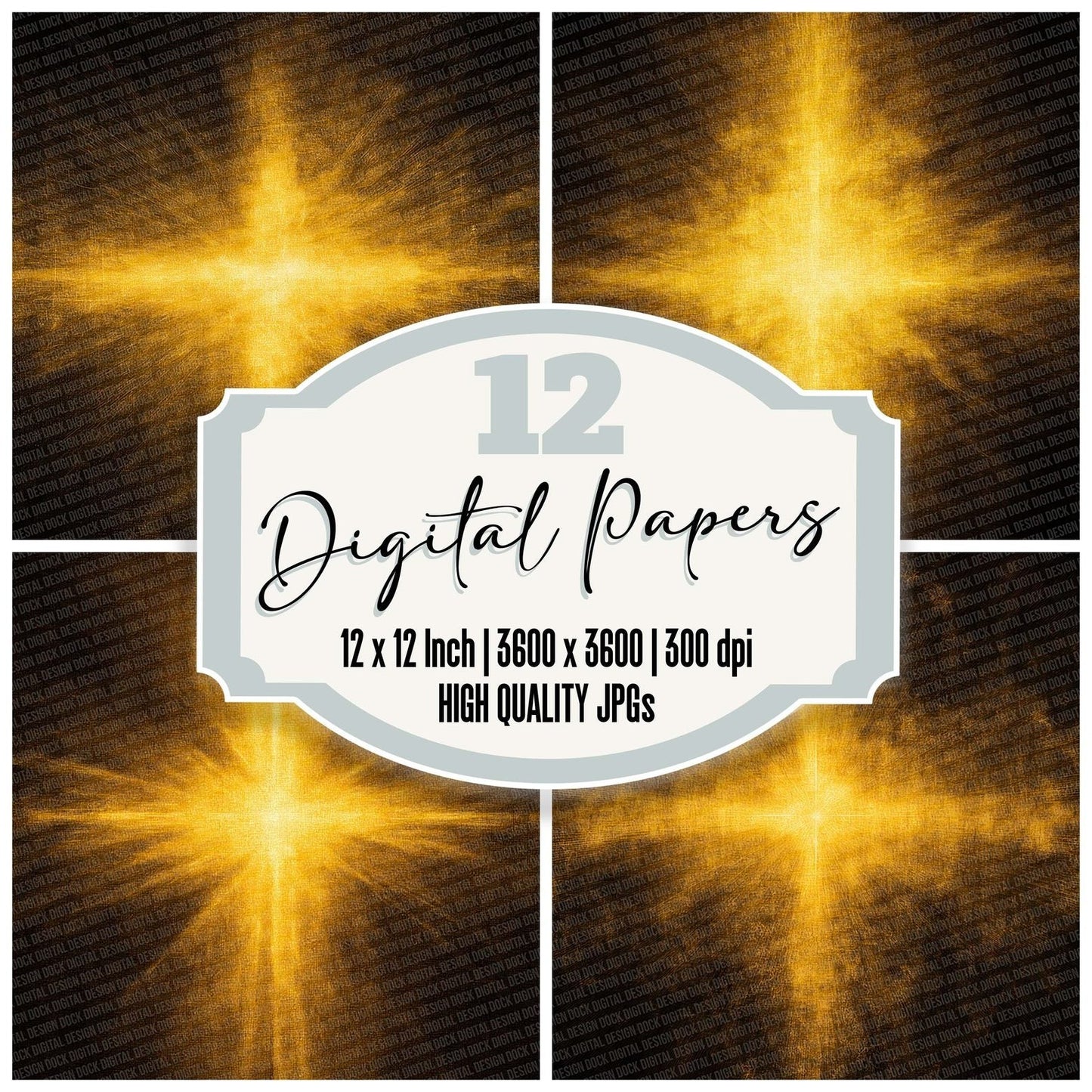 Yellow Divine Light Beams Texture Digital Paper Pack (DDD004487)