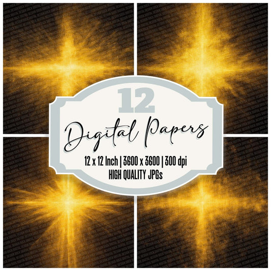 Yellow Divine Light Beams Texture Digital Paper Pack (DDD004487)