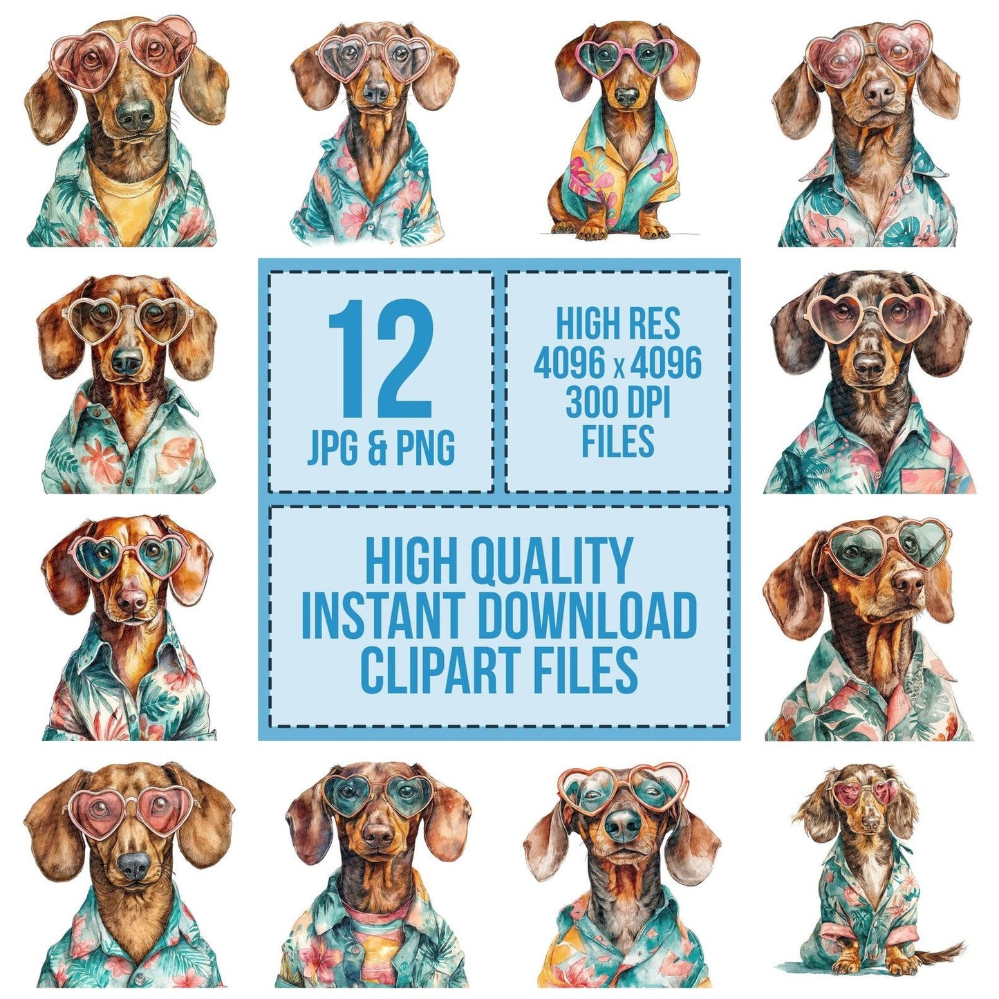 Dachshund in Sunglasses Clipart Set (DDD005083)