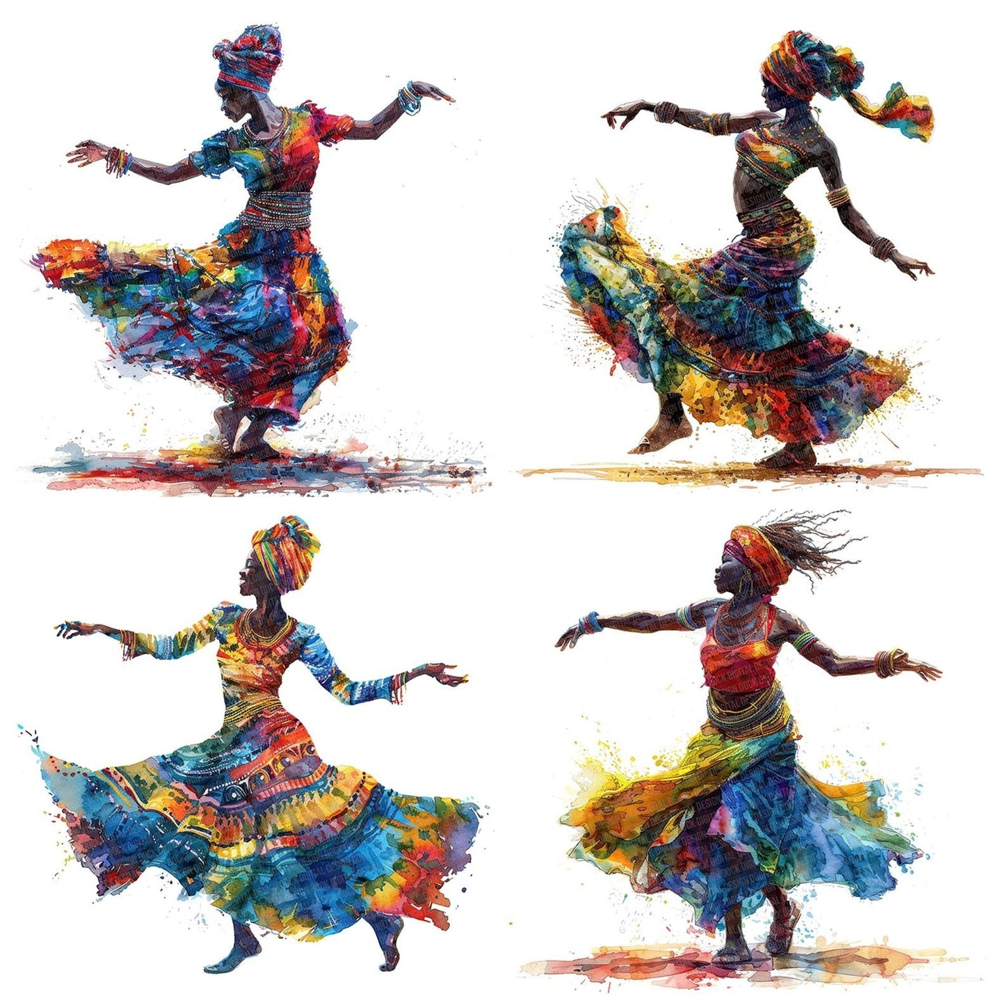Dancing African Woman Clipart Set (DDD005088)