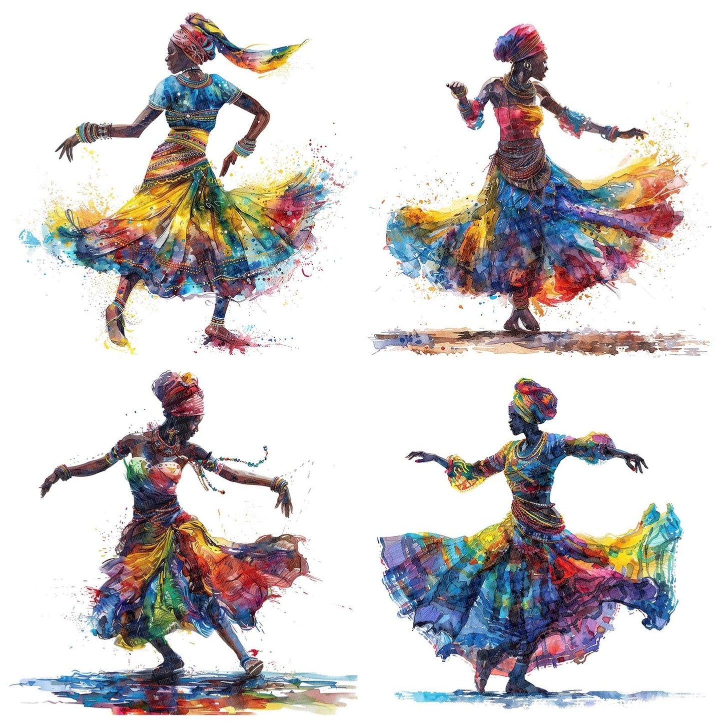Dancing African Woman Clipart Set (DDD005088)