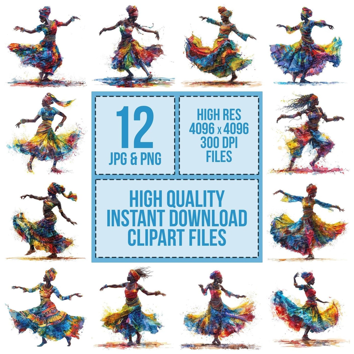 Dancing African Woman Clipart Set (DDD005088)