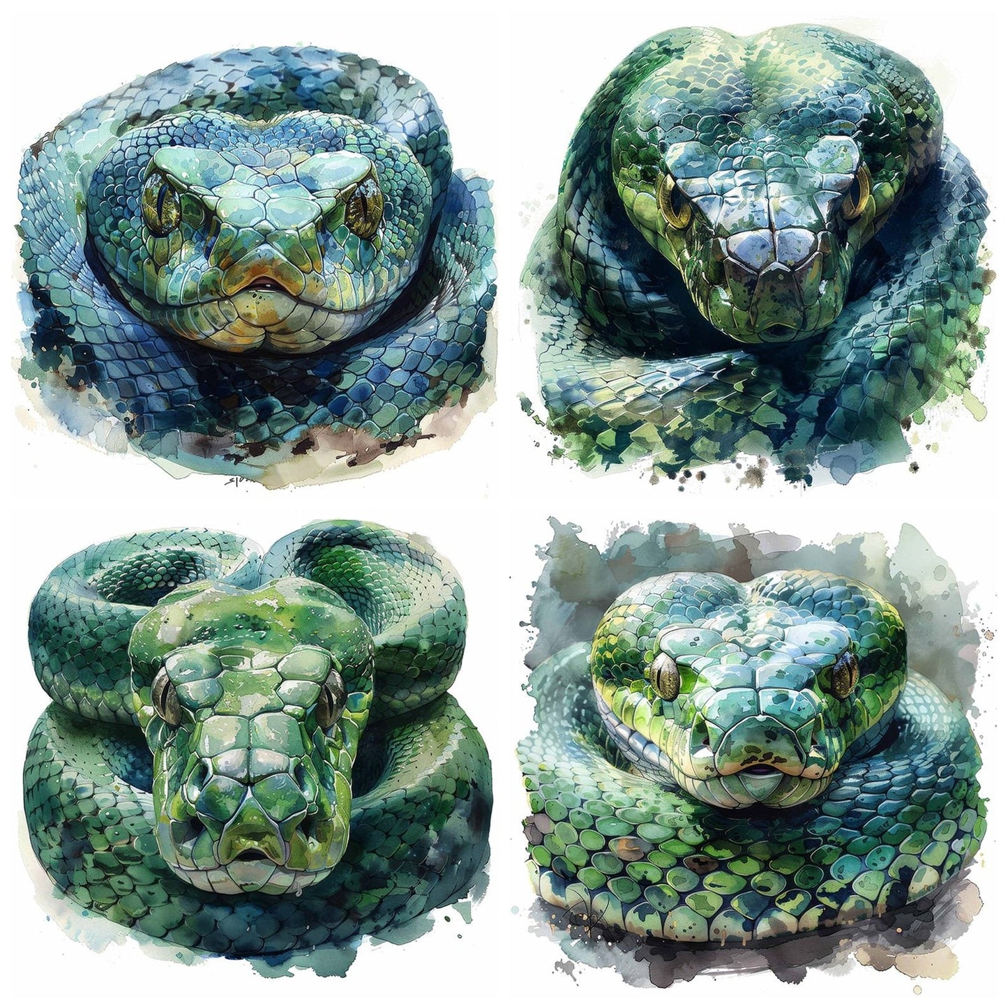 Defence Posture Snake Clipart Set (DDD005103)