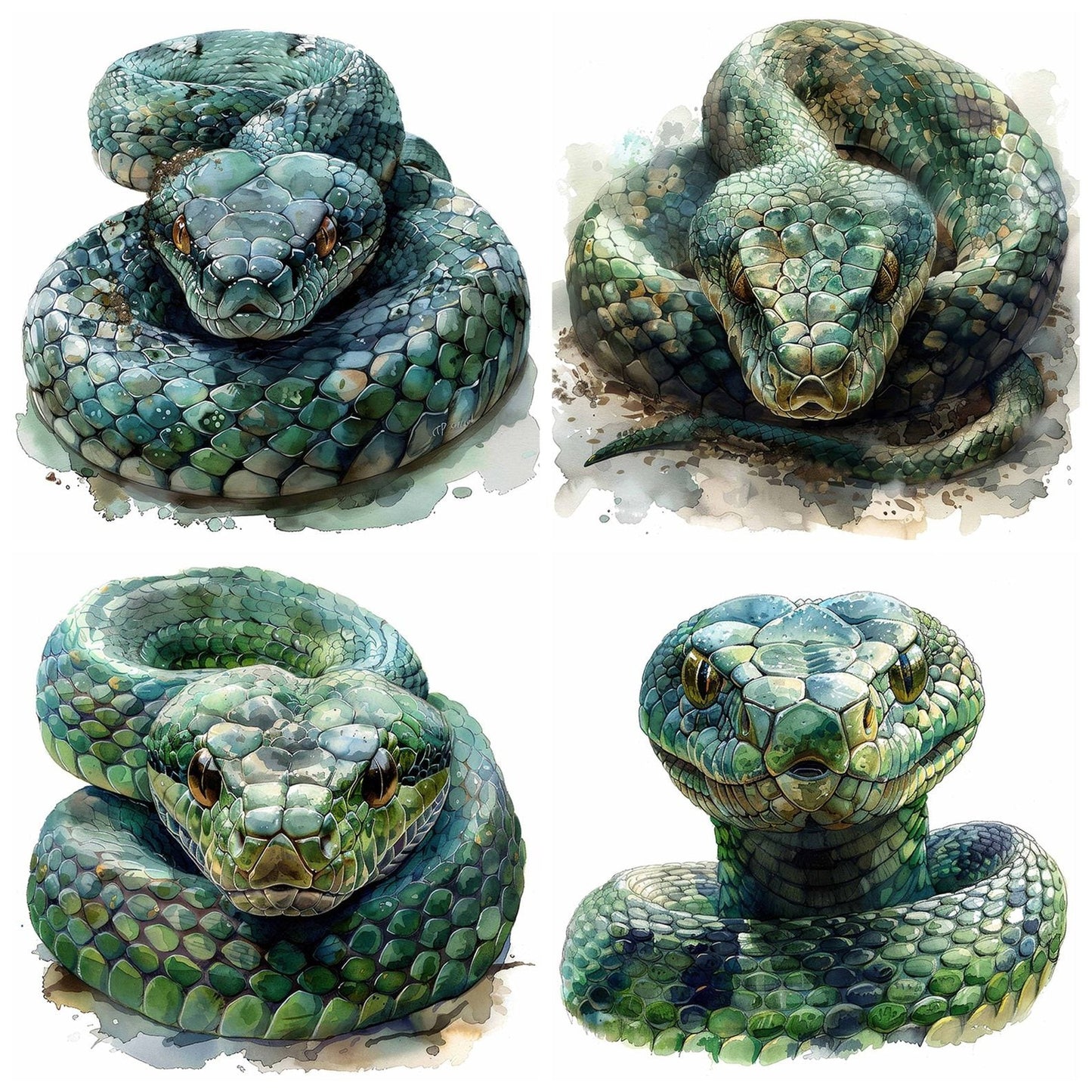Defence Posture Snake Clipart Set (DDD005103)
