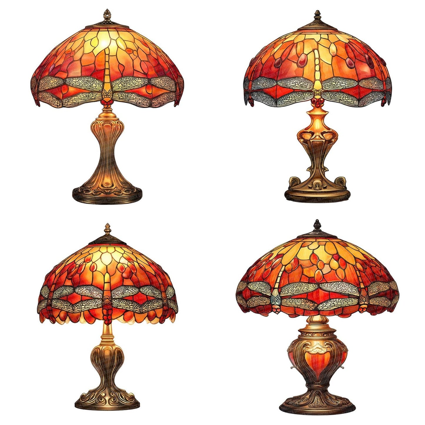 Dragonfly Tiffany Lamp Clipart Set (DDD005129)