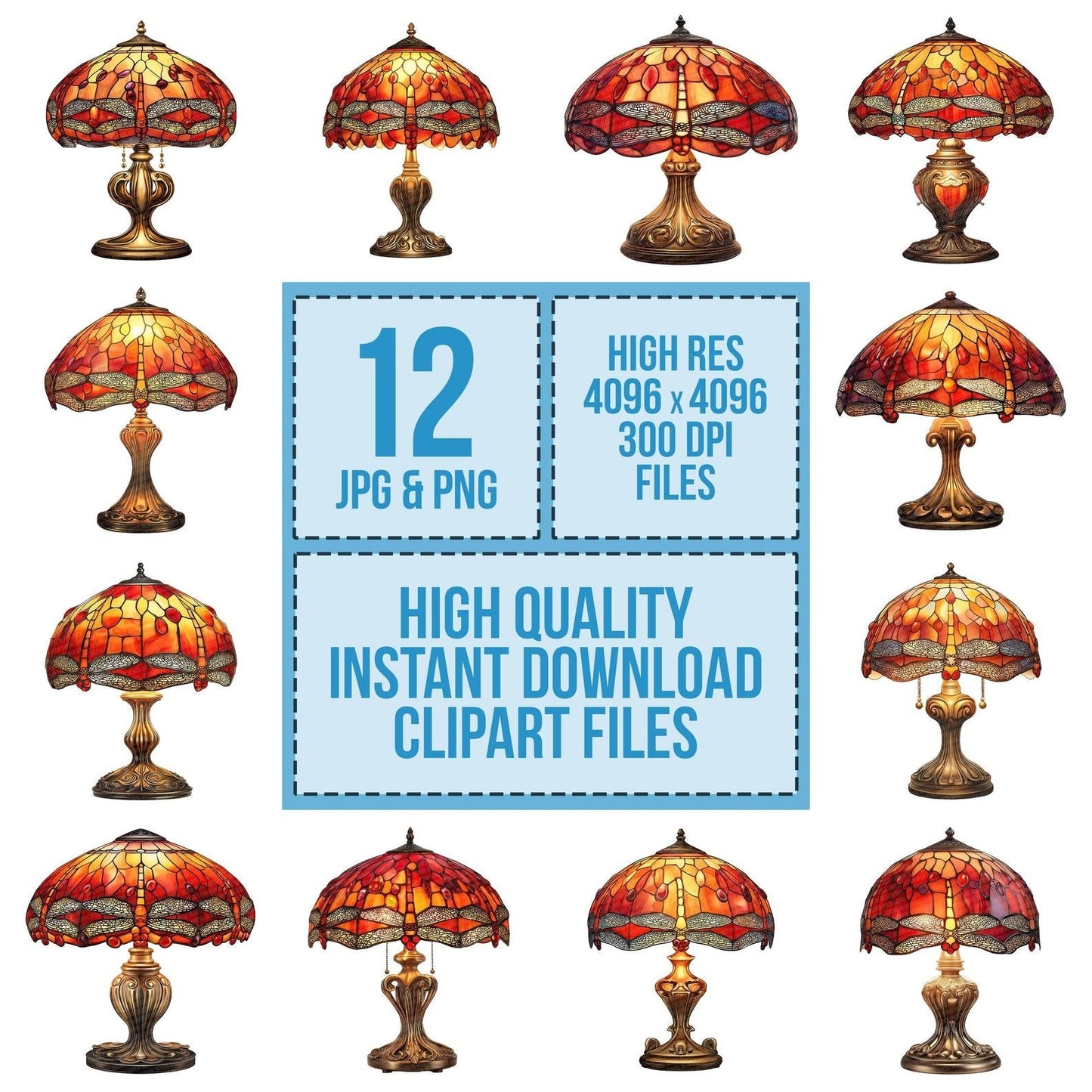 Dragonfly Tiffany Lamp Clipart Set (DDD005129)