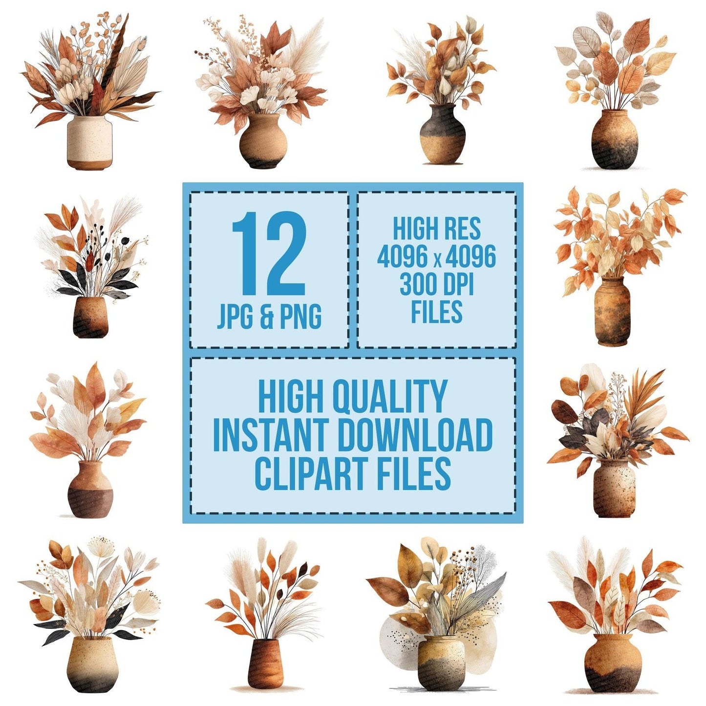 Dried Leaves Vase Clipart Set (DDD005132)