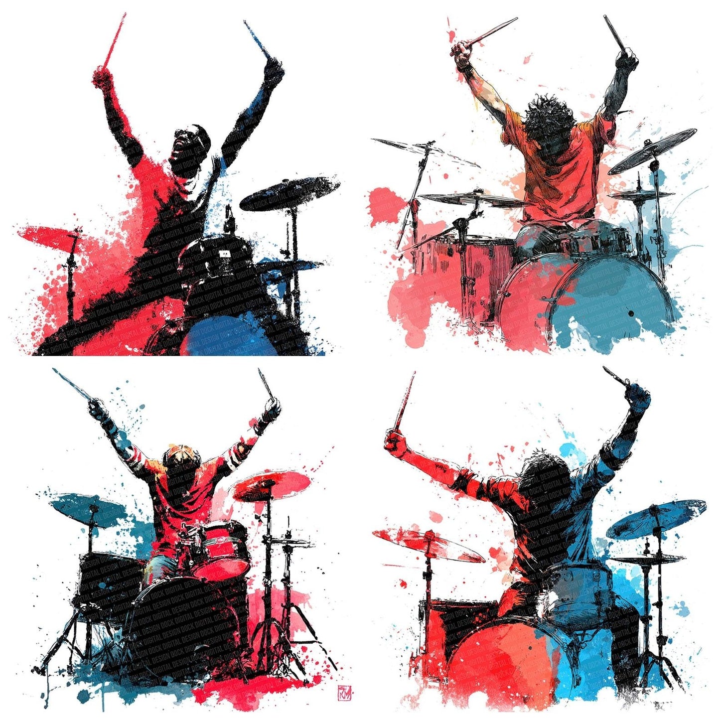 Drummer Performance Clipart Set (DDD005133)