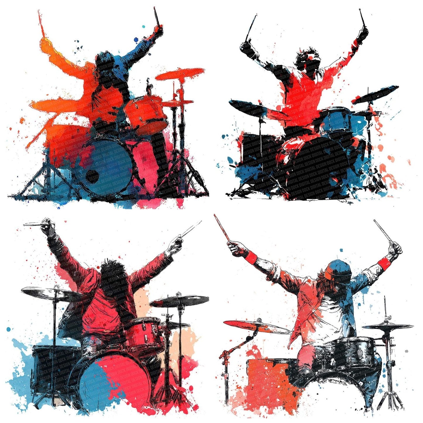 Drummer Performance Clipart Set (DDD005133)