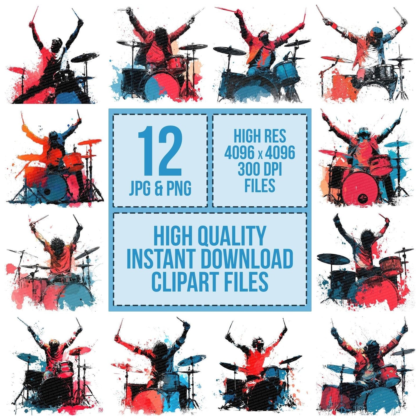 Drummer Performance Clipart Set (DDD005133)