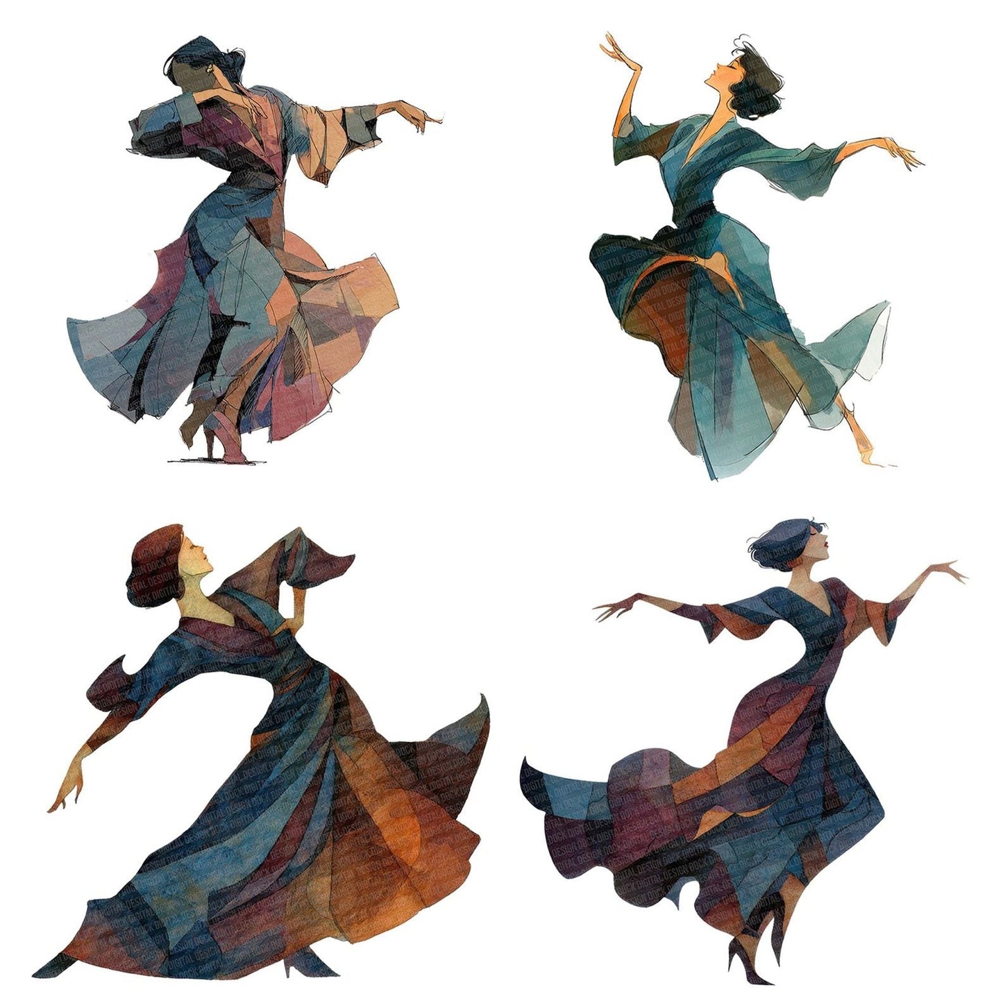 Early Jazz Blues Dancer Clipart Set (DDD005136)