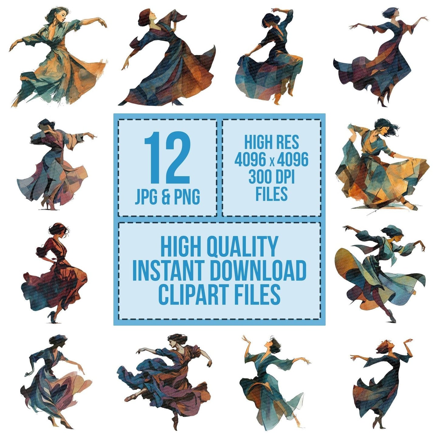 Early Jazz Blues Dancer Clipart Set (DDD005136)