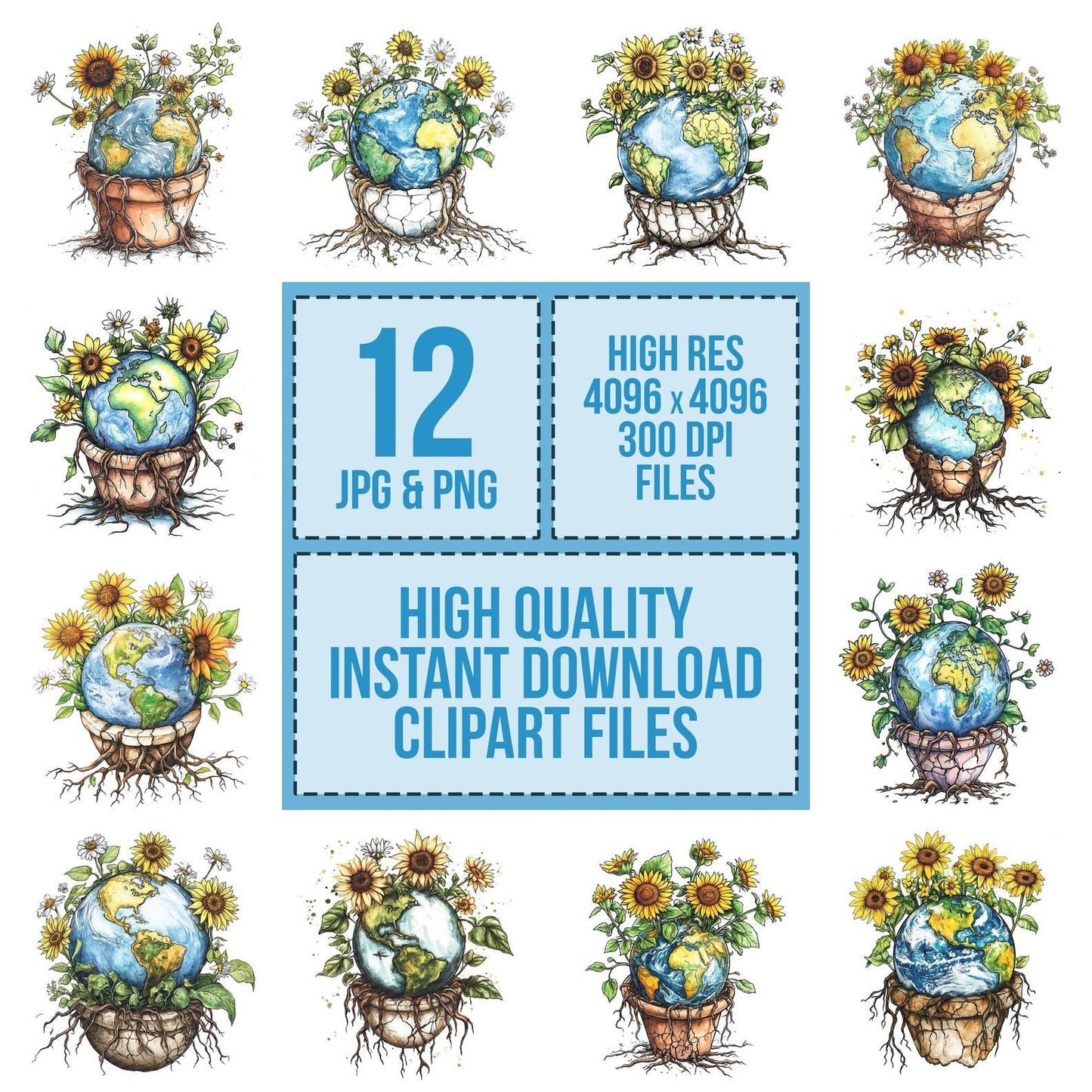 Earth Growing from Pot Clipart Set (DDD005139)
