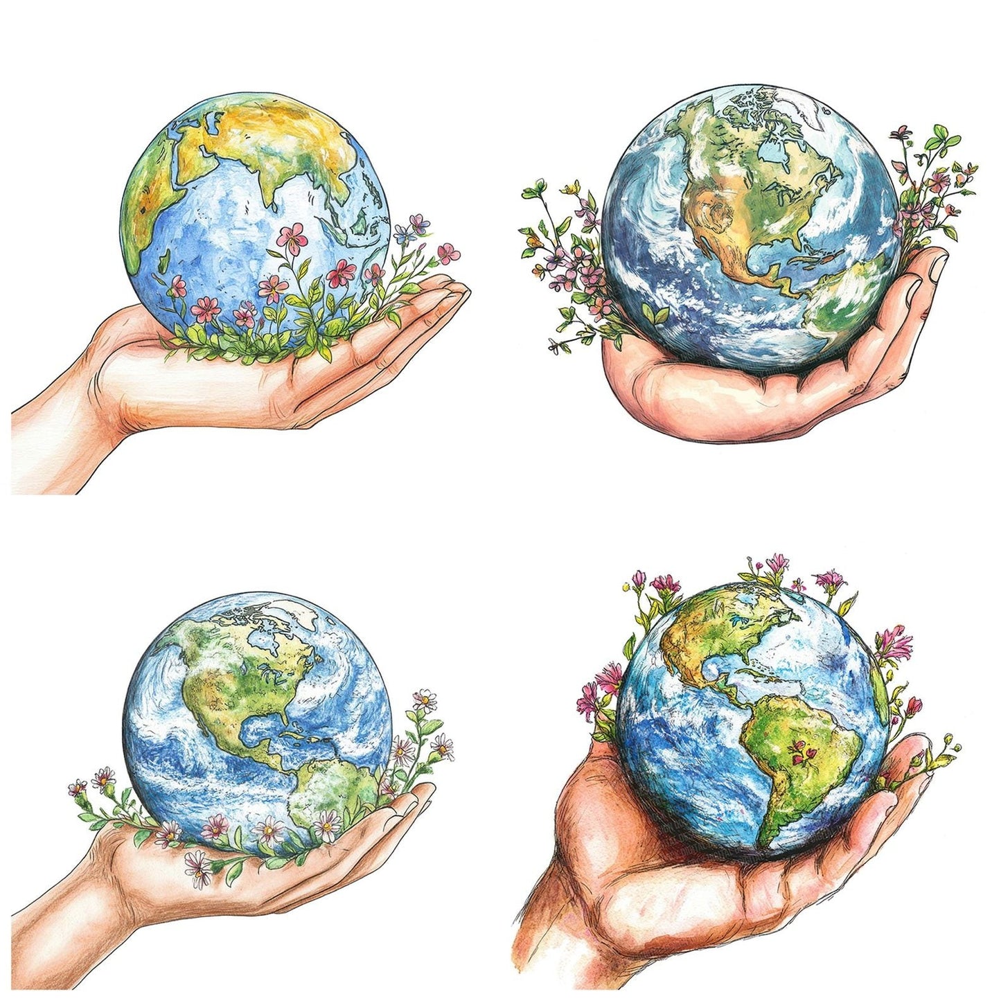 Earth Palm of Hand Clipart Set (DDD005145)