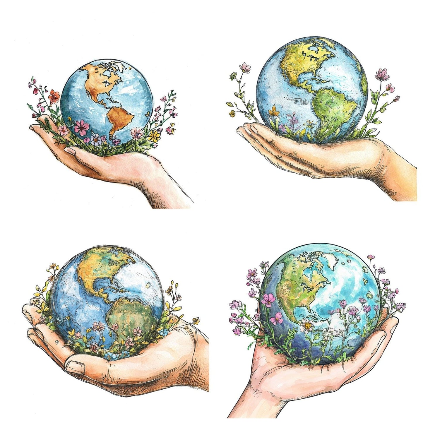 Earth Palm of Hand Clipart Set (DDD005145)