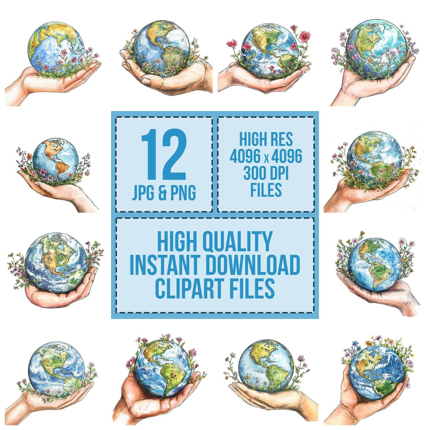 Earth Palm of Hand Clipart Set (DDD005145)