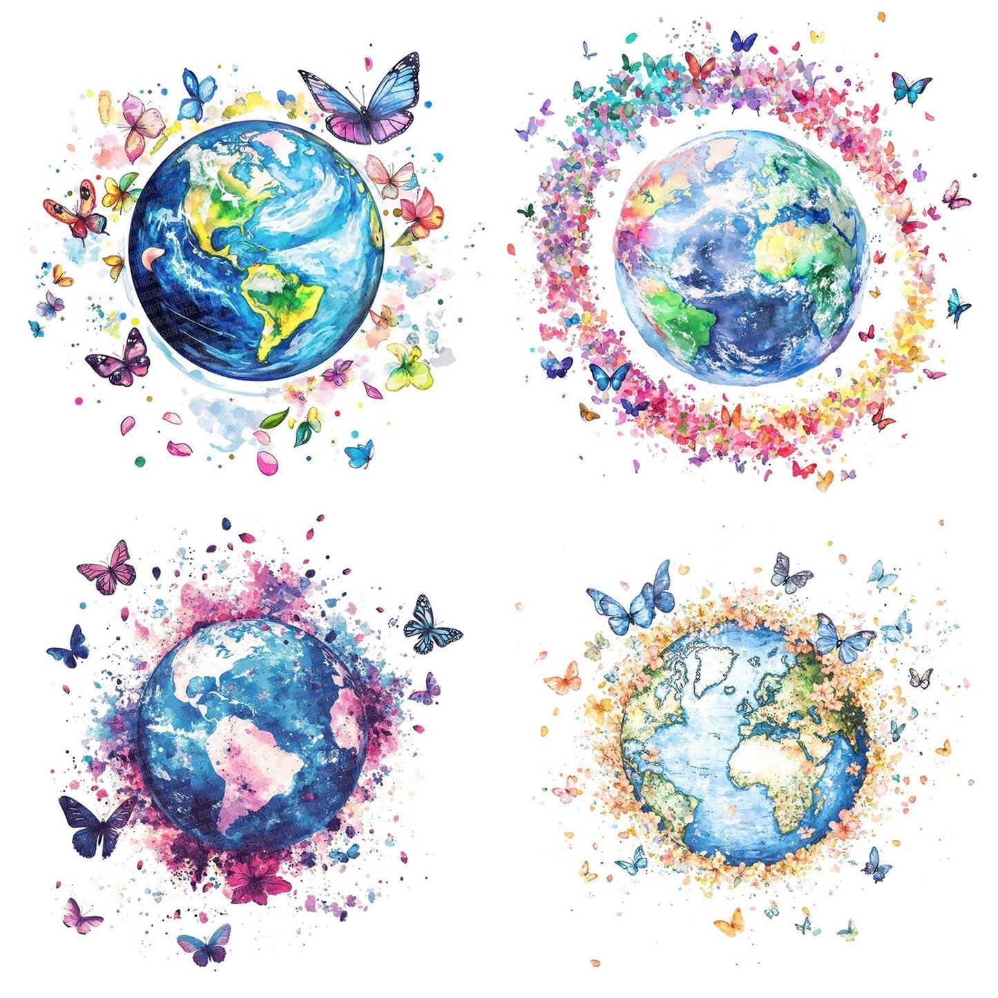 Earth with Butterfly Orbit Clipart Set (DDD005147)