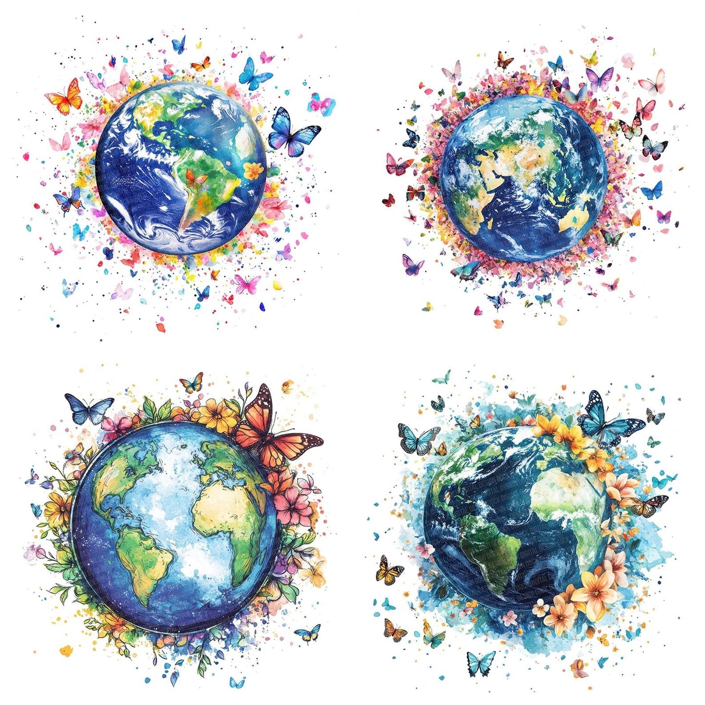 Earth with Butterfly Orbit Clipart Set (DDD005147)