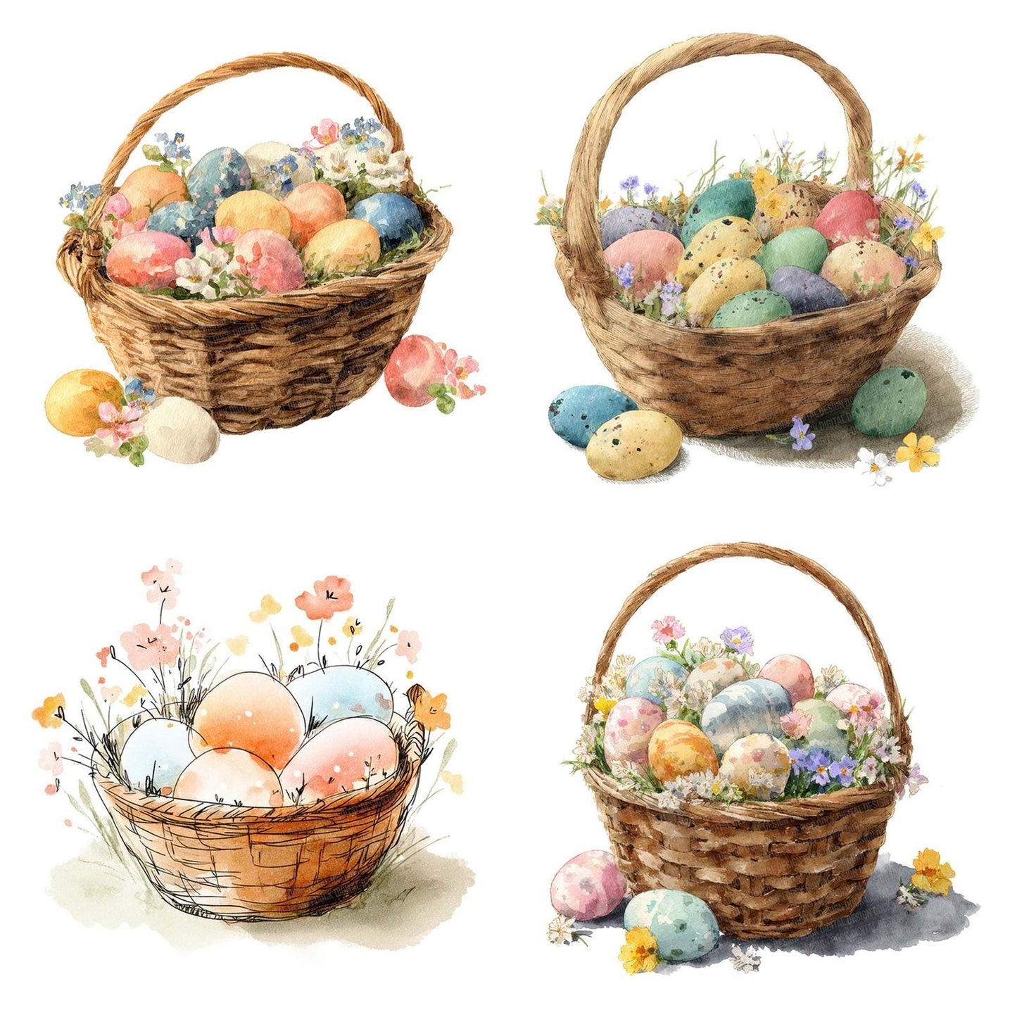 Easter Egg Basket Clipart Set (DDD005154)