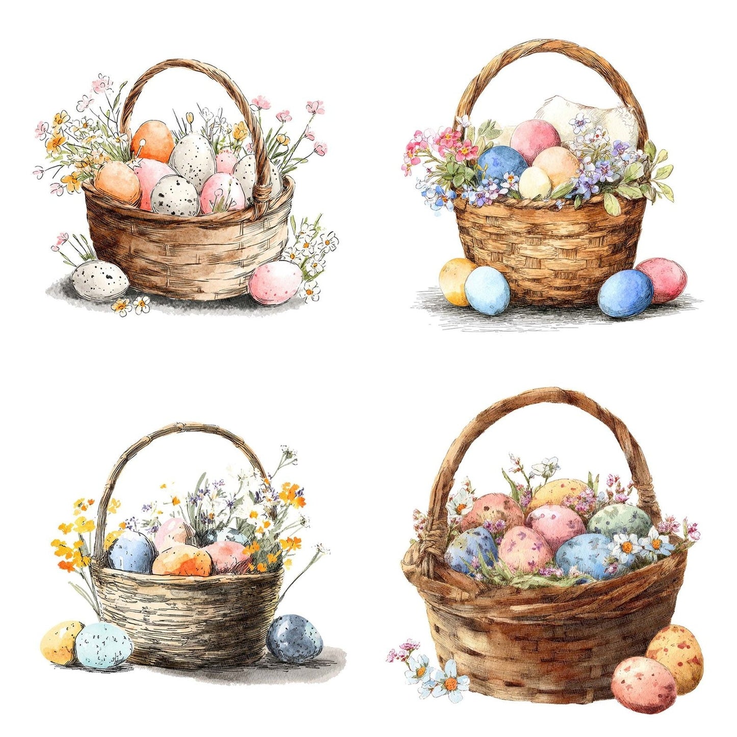 Easter Egg Basket Clipart Set (DDD005154)