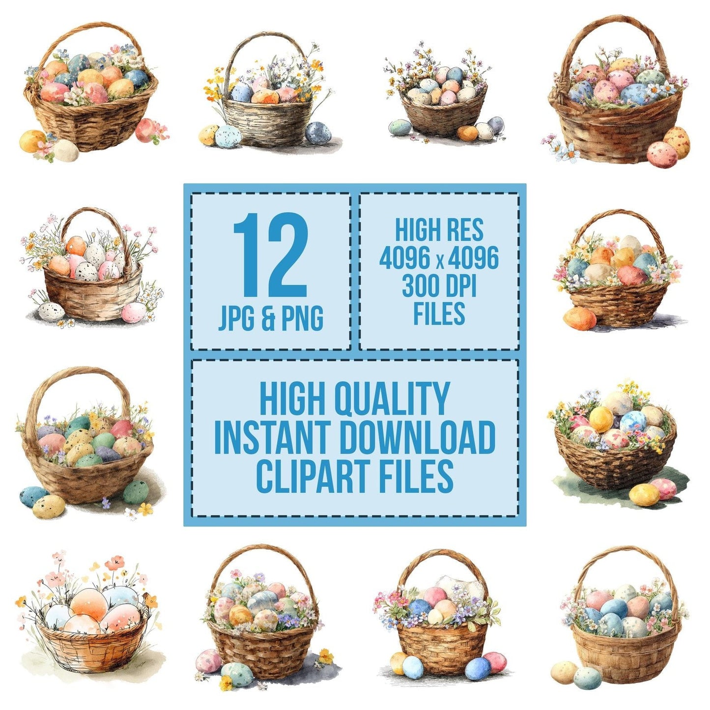 Easter Egg Basket Clipart Set (DDD005154)