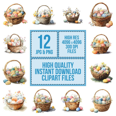 Easter Egg Basket Clipart Set (DDD005154)