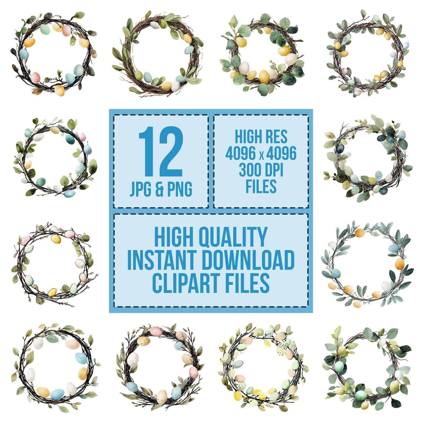 Easter Egg Wreath Clipart Set (DDD005158)