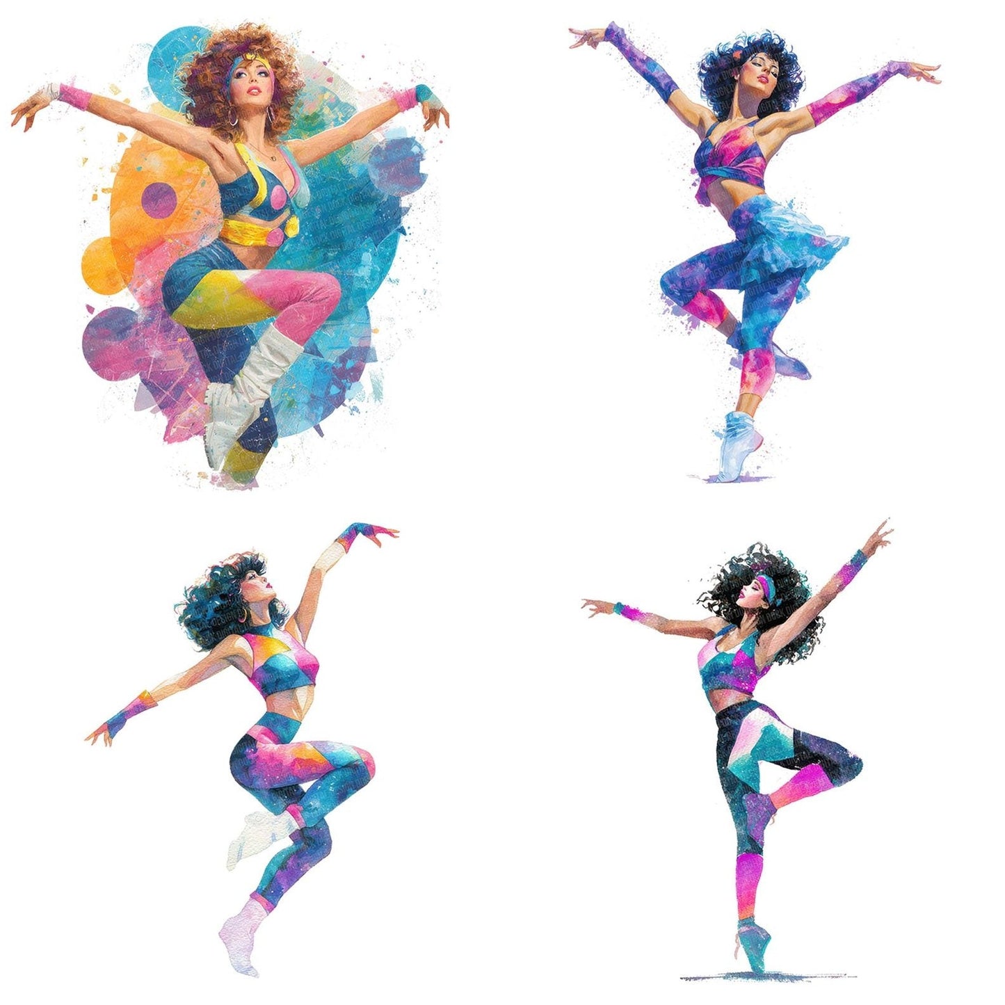Eighties Dance Woman Clipart Set (DDD005159)