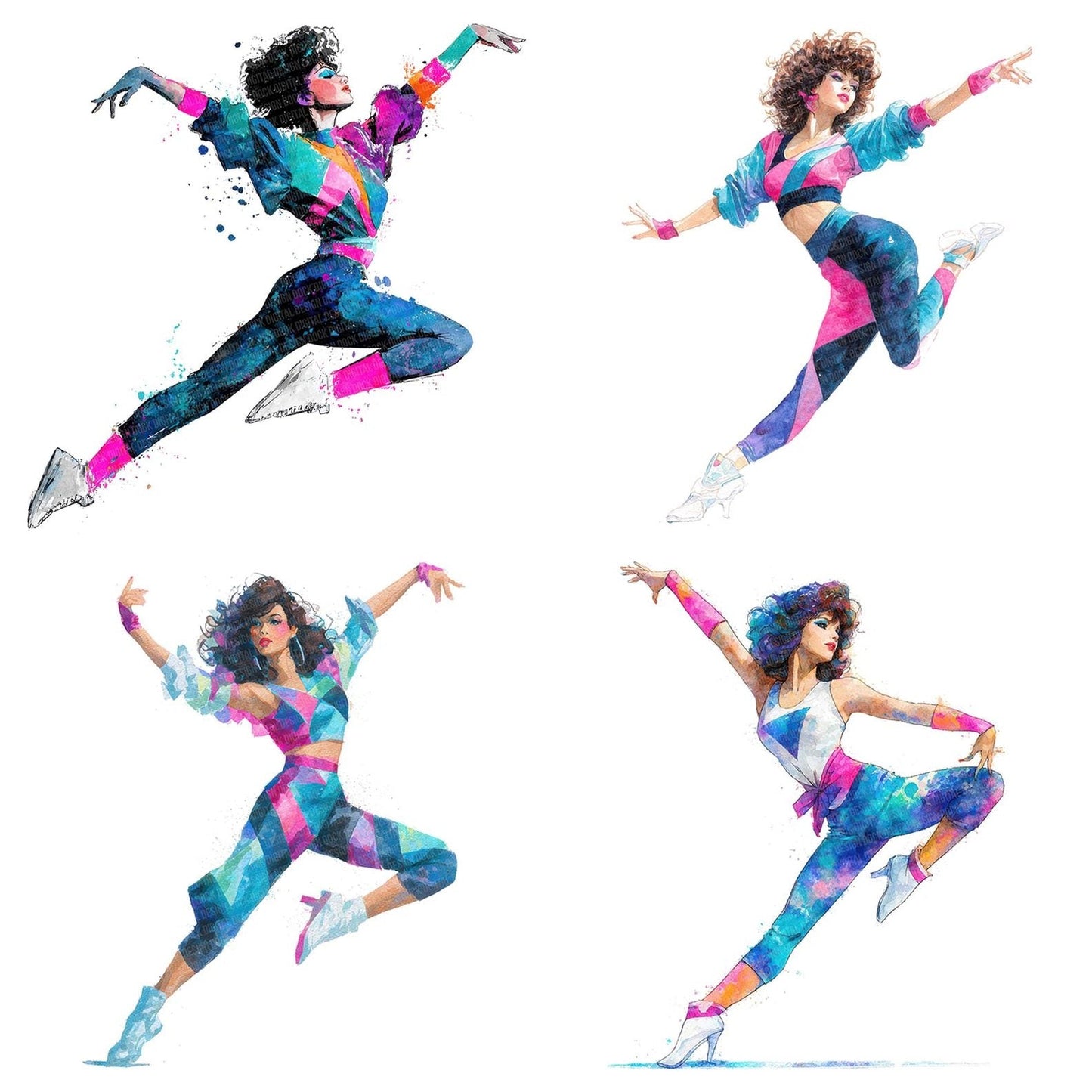 Eighties Dance Woman Clipart Set (DDD005159)
