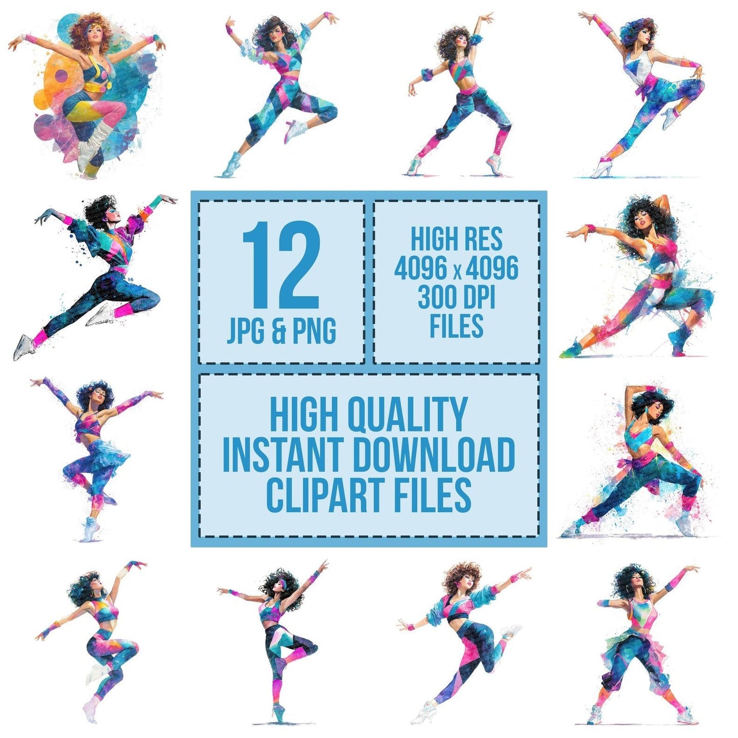 Eighties Dance Woman Clipart Set (DDD005159)