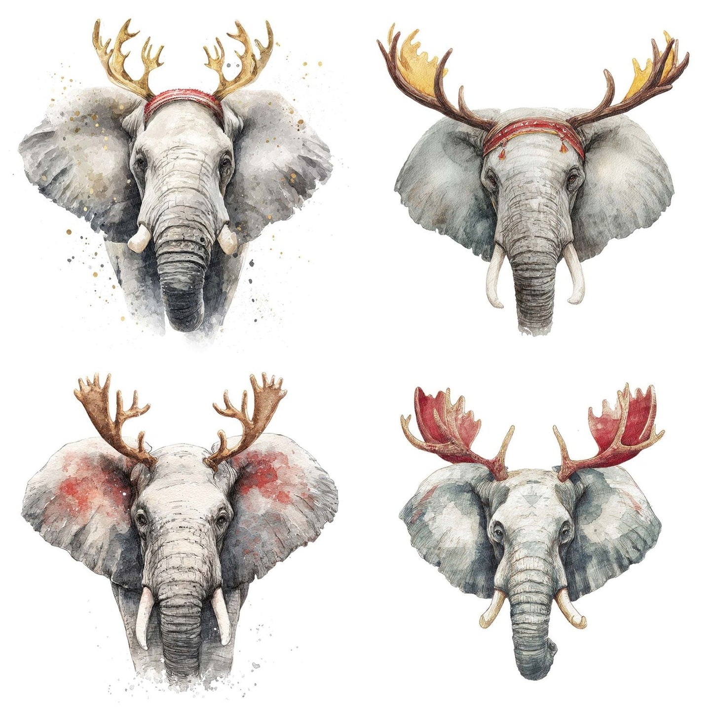 Elephant Reindeer Antlers Clipart Set (DDD005164)